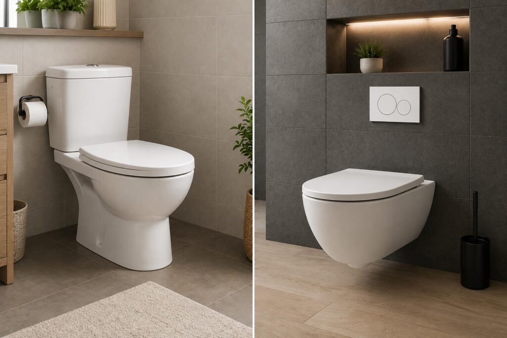 Home Vergelijking hangend en staand toilet met zichtbare verschillen in design en installatie
